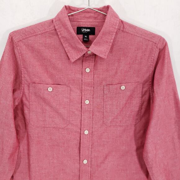 Urban Pipeline Shirt Boys Extra Large Red Long Sleeve Casual Poplin Button Up - Picture 2 of 12